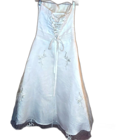 Aspeed White Straplesd Bejeweled Sweetheart Neckline Wedding Dress XS - Picture 2 of 2